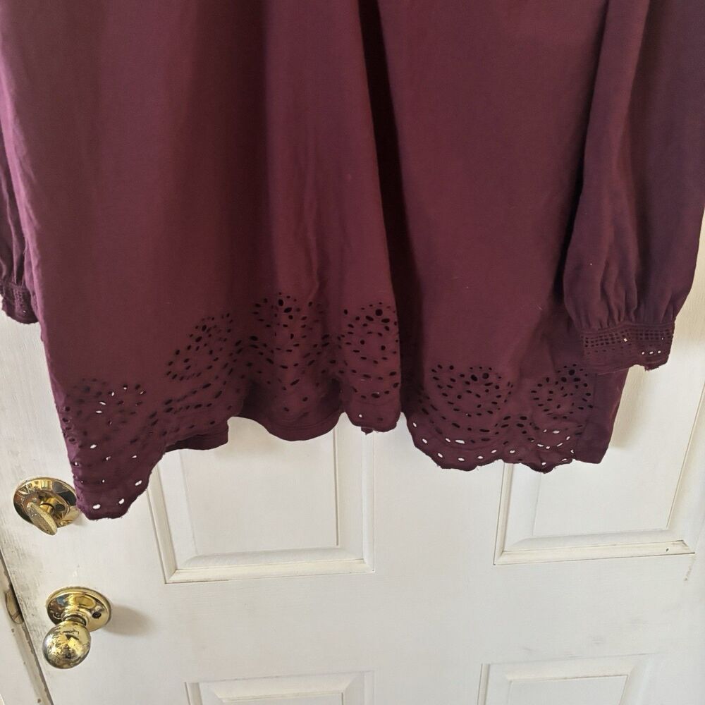 NWT Womens Lane Bryant V Neck Top Red 22 Long Sleeve Bohemian Comfy Capsule Work - Picture 7 of 12